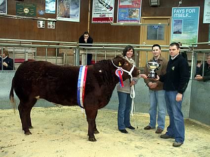 Champion L to R,  D Goldie, N Hall (Judge), S Dodd (Sponsor Grange Quarry Ltd, Lockerbie)